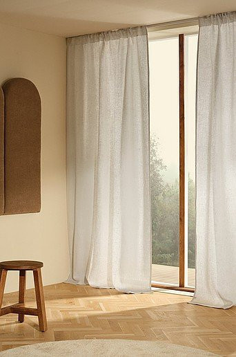 Jotex Multifunktionsgardine 2er-Pack aus Leinen, semi-transparent, Blau und Weiß, Höhe: 145 cm - Bild 1