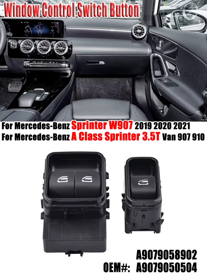 Malcayang Power Fenster Master Lifter Schalter in Schwarz für Mercedes-Benz Sprinter W907 2019 2020 2021 A9079050504 - Bild 3