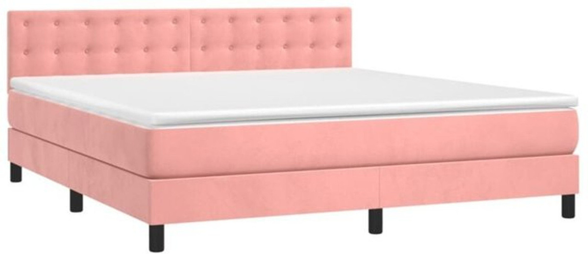 vidaxl Boxspringbett mit Matratze in Rosa aus Samt, B/T/H: 180 x 200 x 78 cm - Bild 1