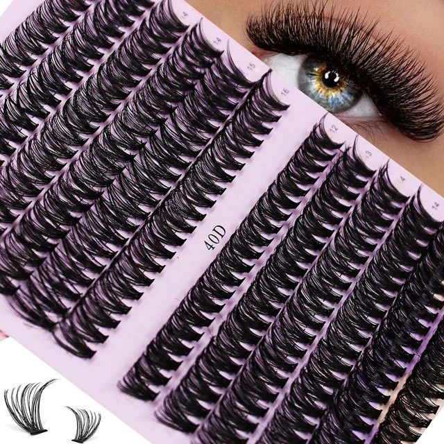 JIEFUXIN Cluster-Wimpern, 3D Russische Wimpernbüschel, 12 Reihen, Mix 12-16mm, Unisex - Bild 1