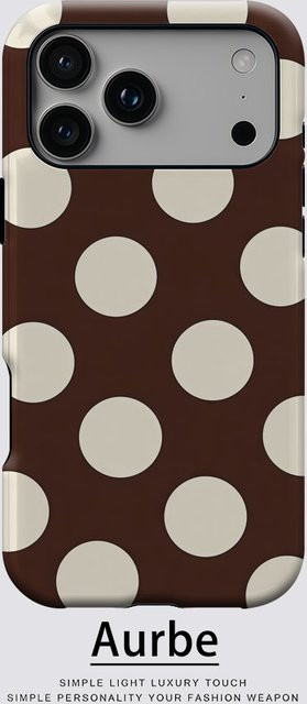 Aurbe 2-in-1 MagSafe Hülle mit mattem Film für iPhone 17 16 15 14 Plus Pro Max, stoßfeste Hartschale, Braun und Creme Polka Dots - Bild 1