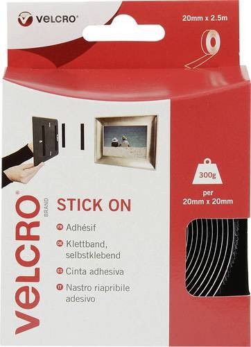 VELCRO Klettband selbstklebend Haken und Flausch Schwarz Breite: 2 cm, Länge: 2,5 m - Bild 1