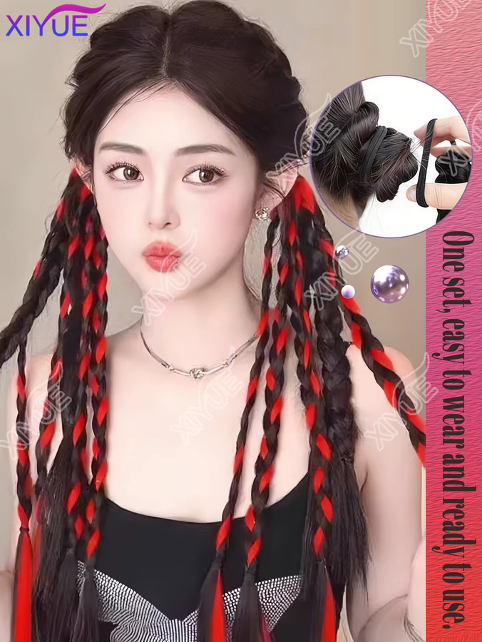 XIYUE Twist-Zopf-Perücke, Pferdeschwanz-Verlängerung, Schwarz, Damen - Bild 3