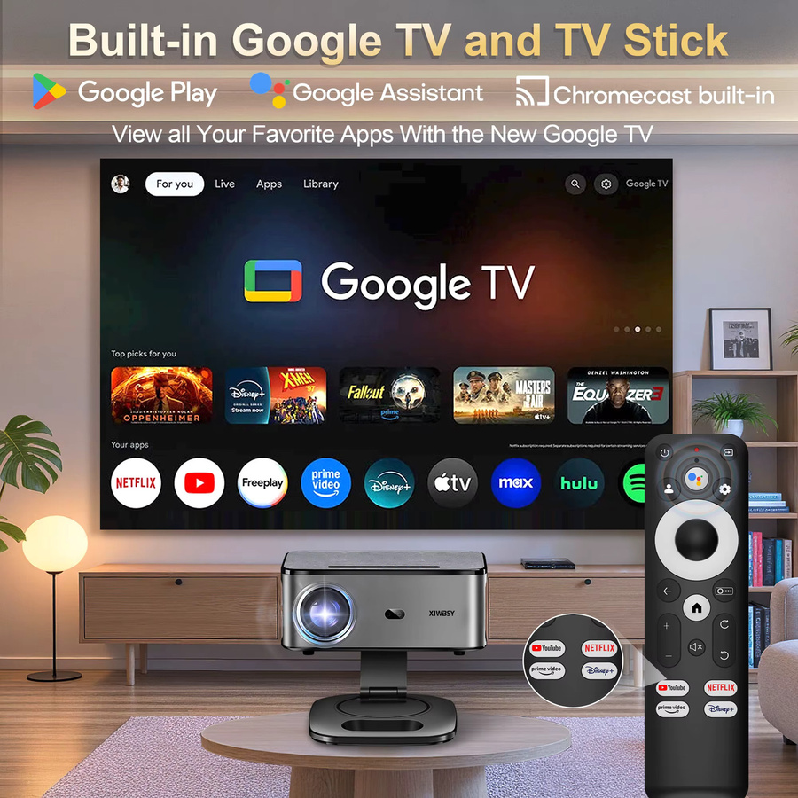 XIWBSY 4K Google TV Projektor mit Android 11.0, 42000 Lumen Smart Videoprojektor mit WiFi6 und Bluetooth 5.4 für dein Heimkino - Bild 2