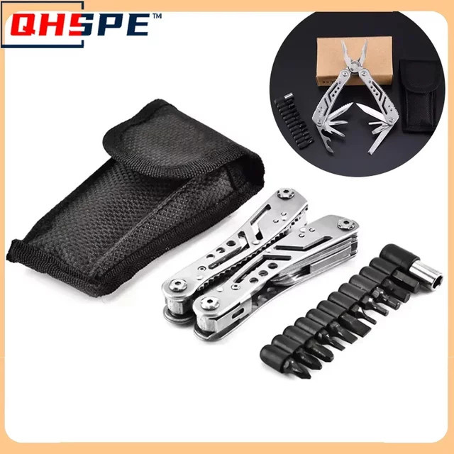 QHSPE Multifunktions Edelstahl Taschenmesser mit Zange und Multi-Tool als tragbare Klappzange für Outdoor und Reparaturen - Bild 1