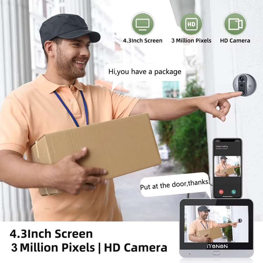 iTenen Smart Life House Drahtlose WiFi Türklingel mit 3MP Kamera, Tuya Smart Türauge und PIR-Bewegungserkennung, 2,4G WLAN - Bild 4