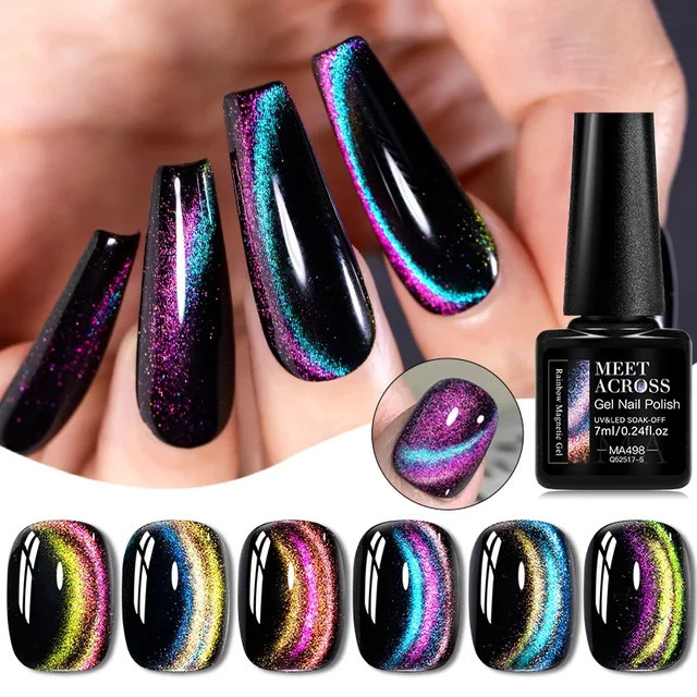 MEET ACROSS Regenbogen Magnet-Nagelgel, 7 ml, glänzend - Bild 1