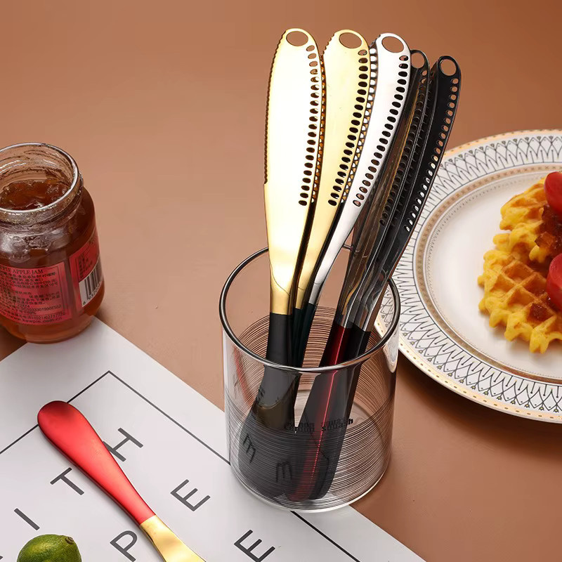 XMSJ Edelstahl-Buttermesser mit Löchern in Silber, multifunktionaler Käseverteiler und Kaltbutter-Curler für Marmelade, Sahne, Toast und Brot - Bild 4