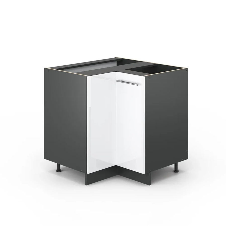 Vicco Eckunterschrank Fame-Line Küchenschrank Weiß Hochglanz Anthrazit Breite: 87 cm - Bild 3