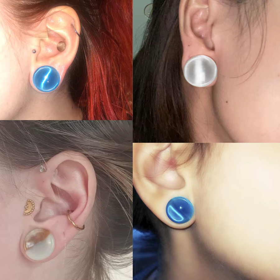 Ohrstecker & Tunnel aus Stein, Bunt, Kristall, Unisex - Bild 2