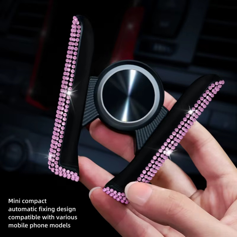 Autotelefonhalter Air Vent Diamond Crystal Mount Clip Handyhalterung für das Auto in Pink - Bild 3