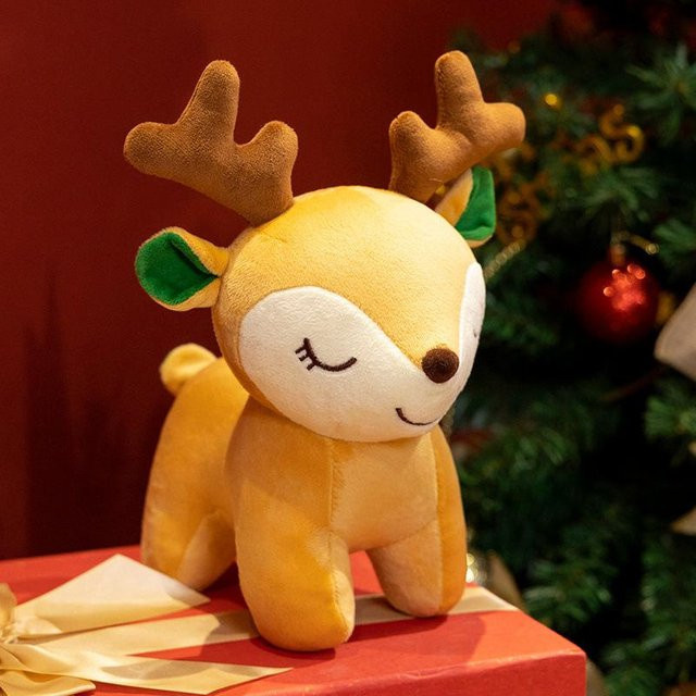 Yiran Furniture Cartoon Weihnachtsmann Schneemann Elch, Plüschtier Puppe, beige, 15cm, ab 14 Jahren - Bild 1