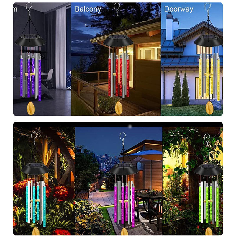 TOMTOP JMS Solar Wind Chime Acryl Blasen Zauberstab mit Umgebungslicht in Weiß und Transparent für Terrasse und Außenbereich - Bild 3