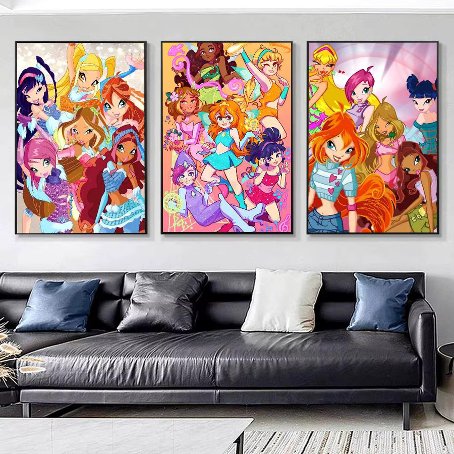 Anime W-Winxs Poster Vintage Wandkunst Dekor in Mehrfarben B/H: 15 x 15 cm - Bild 2