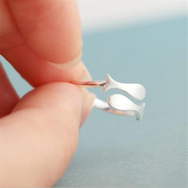 Öffnungsringe 925 Sterlingsilber, Kleine Fische, Unisex - Bild 1