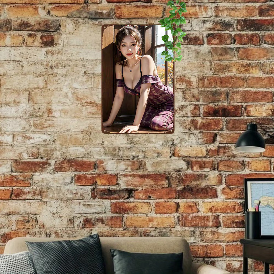 CIFBUY Vintage Anime Mädchen Metall-Wandkunst Dekoration, Rechteckiges Wandbild in Multicolour, Breite: 20,32 cm, Höhe: 30,48 cm, Tiefe: 30,48 cm - Bild 3