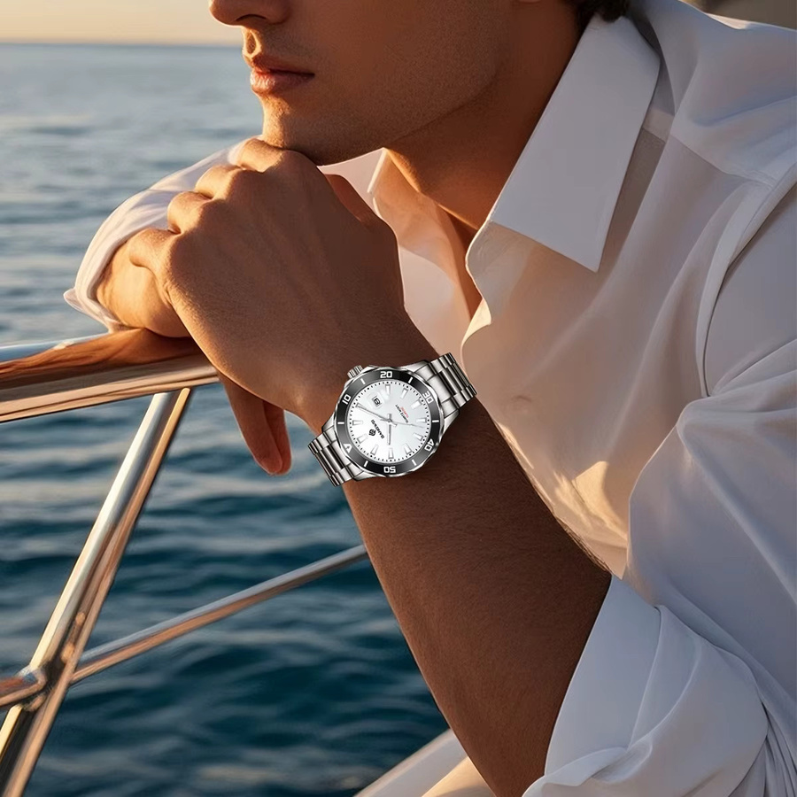 BANGWEI Armbanduhr Edelstahl, Quarz, Silber, Herren - Bild 5