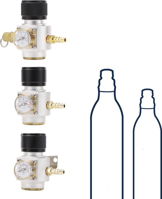 Shark Mini CO2 Regler für Soda und Homebrew Bier in Silber mit TR21 Anschluss und 5/16 Barb Einlass und Auslass - Bild 1