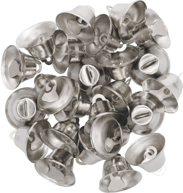 Rico Design Metallglöckchen silberfarbig für Weihnachten, 24 Stück, Durchmesser: 1,5 cm - Bild 1