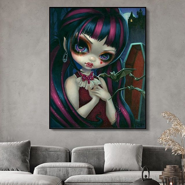 DIY Rundes Diamantgemälde Cartoon Girl Stickerei Kreuzstich Vollmosaik B: 30 cm, H: 40 cm - Bild 1