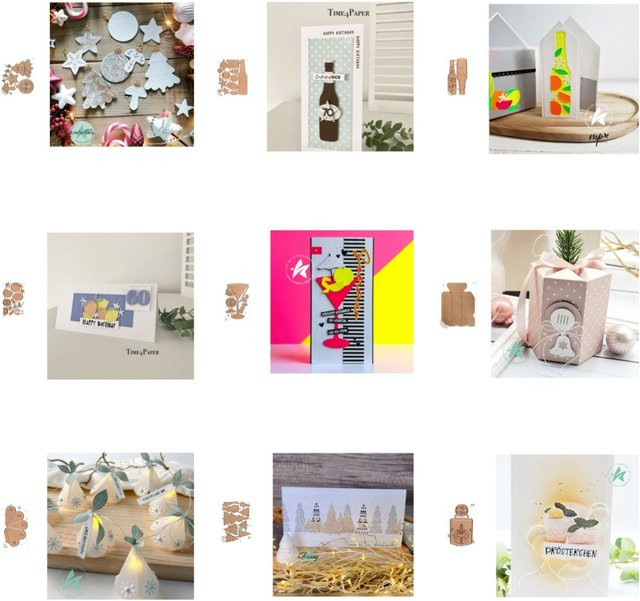 Ziyu Wein Stanzformen und Stempel Set in Silber für DIY Scrapbooking und Fotoalben - Bild 1
