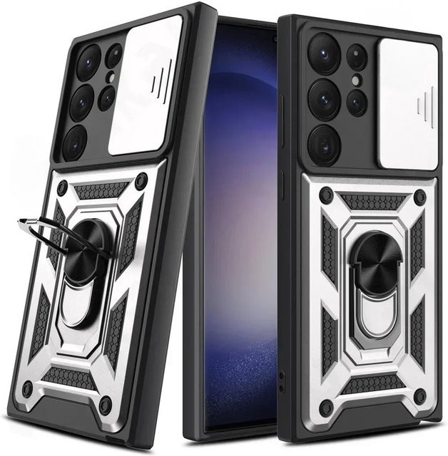 Stoßfeste Samsung Galaxy Handyhülle mit Ringhalter und Objektivschutz in Blau oder Schwarz - Bild 1