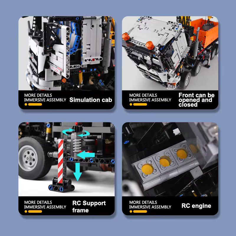 Mould King 19007 Technisches Auto, Arocs Truck Modellbausatz, APP & RC-gesteuert, motorisiert, pneumatisch - Bild 6