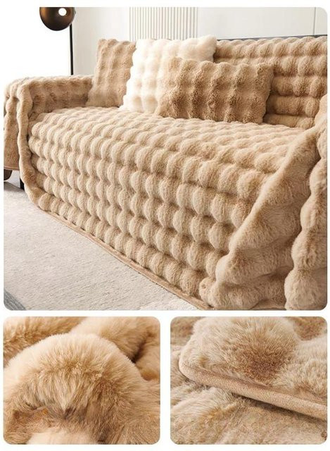 Super Six Kaninchen Plüsch Sofabezug Beige, B/B: 180 x 130 cm - Bild 1