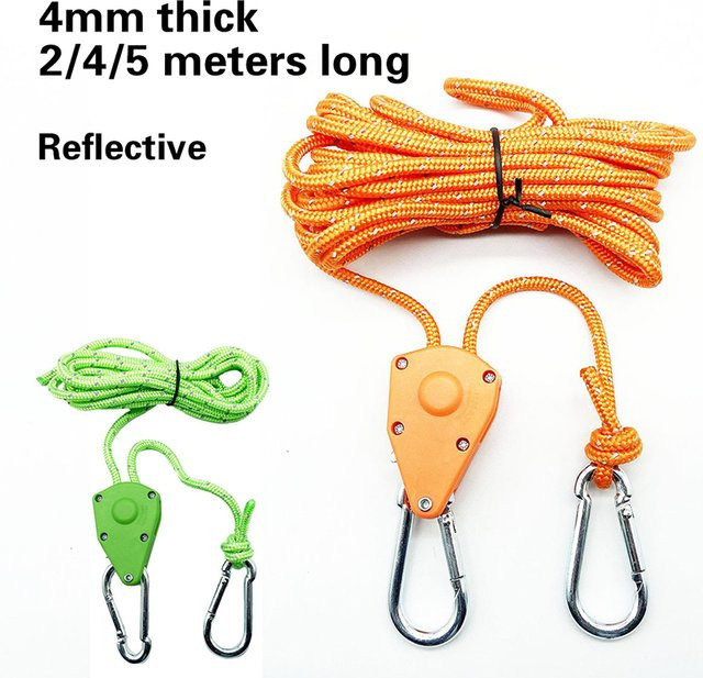 SXH Zeltseil-Spanner mit Ratsche und Befestigungsschnalle für Markisen und Windschutzseile, 4mm, in Grün oder Orange - Bild 1