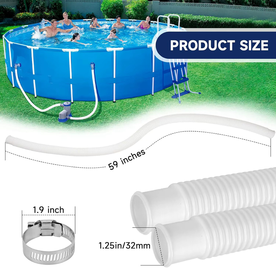 Intex Ersatzschlauch für oberirdische Pool-Filtrationspumpen, 32 mm, Weiß - Bild 2