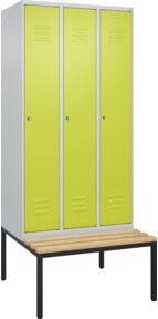 C+P Spind Classic PLUS Garderobenschrank mit Sitzbank, 3 Abteile, Buche-Hartholz, Zylinderschloss und 3 Garderobenhaken, B/T/H: 212,0 x 90,0 x 81,5 cm - Bild 1