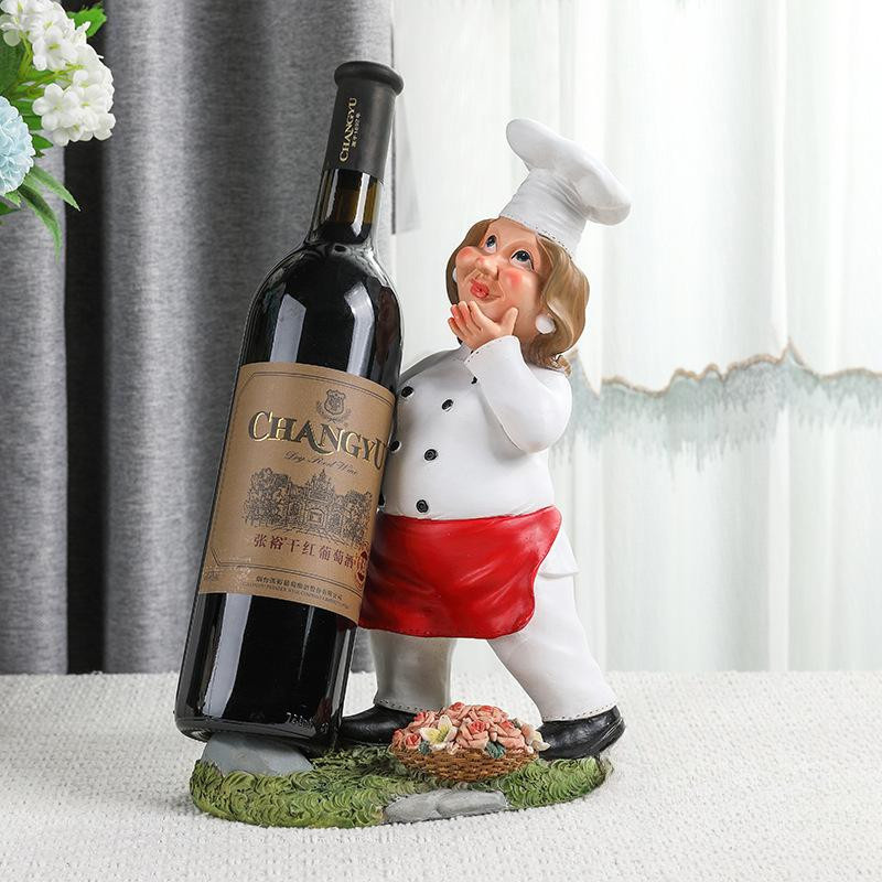 Yiran Furniture Kreatives Weinregal in Chef-Charakterform als Desktop-Dekoration, Mehrfarbig - Bild 1
