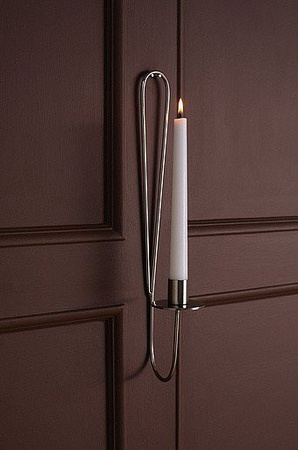 Jotex WINDSOR Wandkerzenhalter für Stabkerzen aus Metall in Silber, B/T/H: 10,5 x 6,0 x 38,5 cm