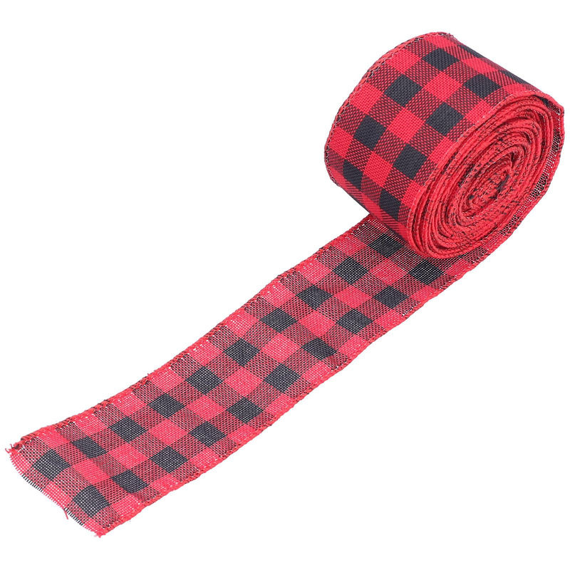 TOMTOP JMS Weihnachtsband kariert mit Metallrand in Schwarz-Rot, 5 m Länge für DIY Geschenkverpackungen und Dekoration - Bild 3