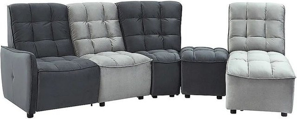 Vente-unique Relaxsofa Alford in L-Form aus Samt, Hellgrau und Anthrazitgrau, Breite: 323 cm