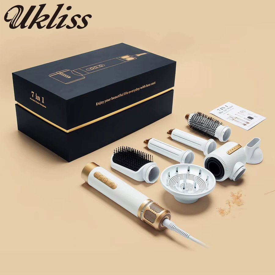 UKLISS Haartrockner und Styler 7 in 1, Heißluftbürstenset, Weiß - Bild 2