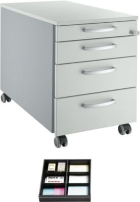 Schäfer Shop Select Rollcontainer 1233 in Lichtgrau und Weißalu mit Trennstegen für Schubladen - Bild 1