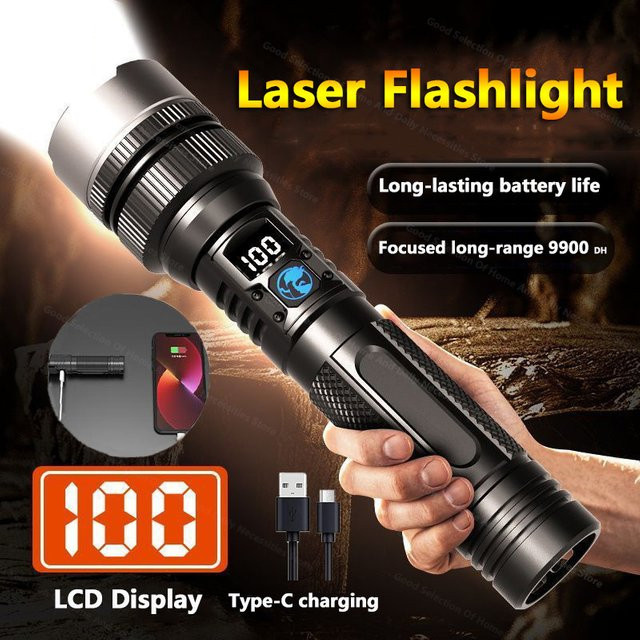 Xiaomi LED-Laser-Taschenlampe mit Display, wasserdicht IPX8, wiederaufladbar via Typ C, Schwarz - Bild 1