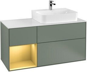 Villeroy & Boch Finion Waschtischunterschrank mit Abdeckplatte, Farbe: Olive Matt Lacquer, Breite: 120 cm, Tiefe: 50,1 cm, Höhe: 50,1 cm - Bild 1