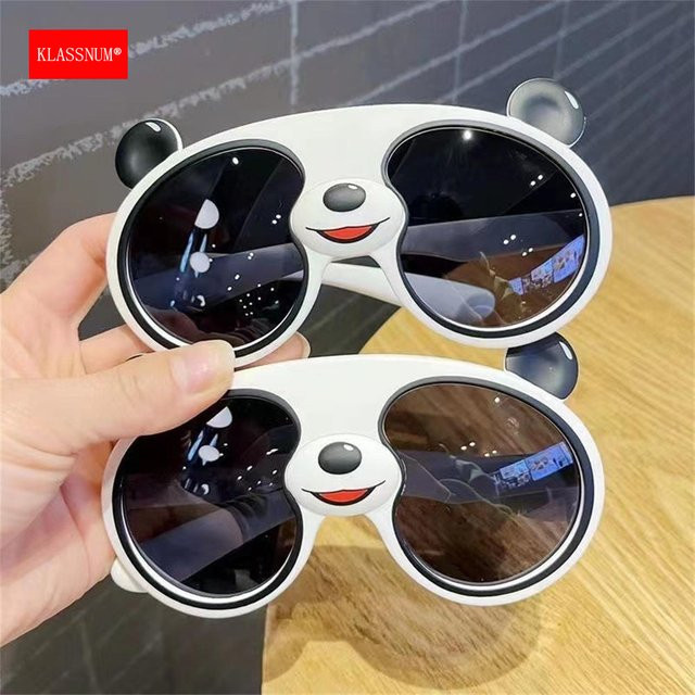 Klassnum Kinder Sonnenbrille Panda, Kunststoff, Vollrand, rund, weiß - Bild 1
