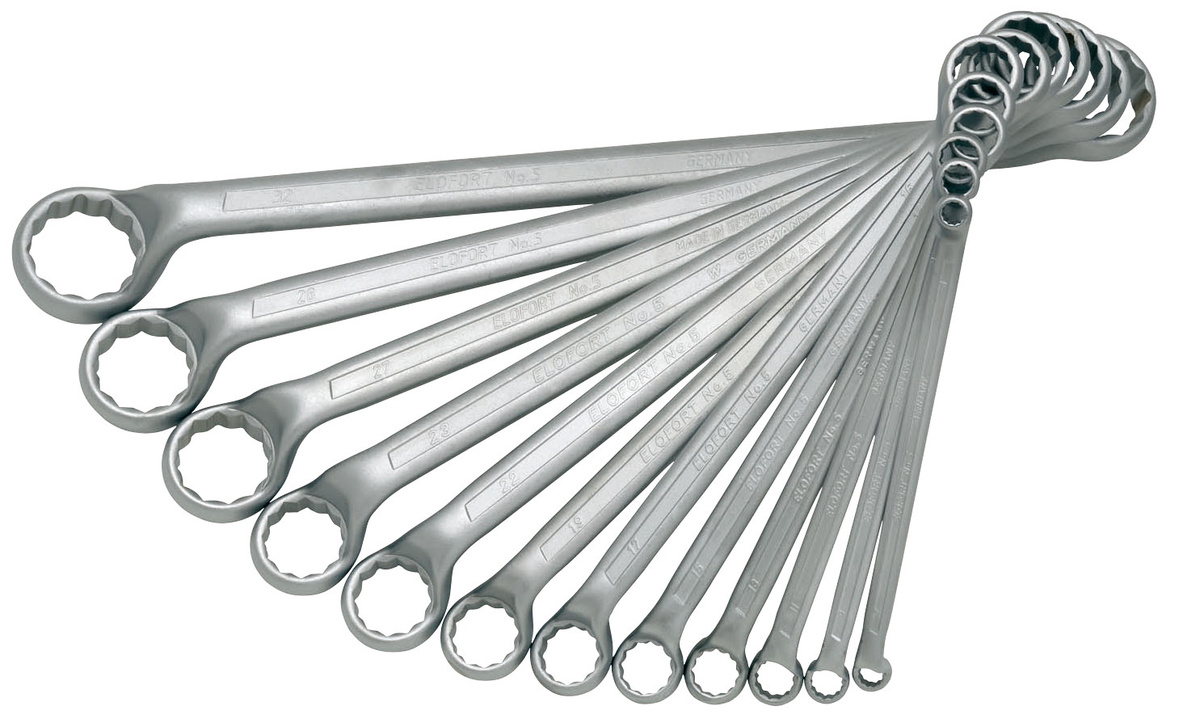 Elofort Doppelringschlüssel-Satz DIN 838, 8-teilig, 6-22 mm, Silber - Bild 1