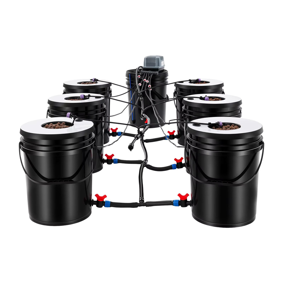 Bymaocar 7-Eimer DWC Hydroponik-System mit Luftpumpe für Blattgemüse, Schwarz - Bild 7