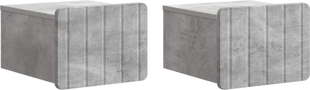 Set aus 2 wandmontierten Nachttischen von vidaXL in Betongrau im Industrial Design, B/H/T: 33 x 34,5 x 24 cm - Bild 1