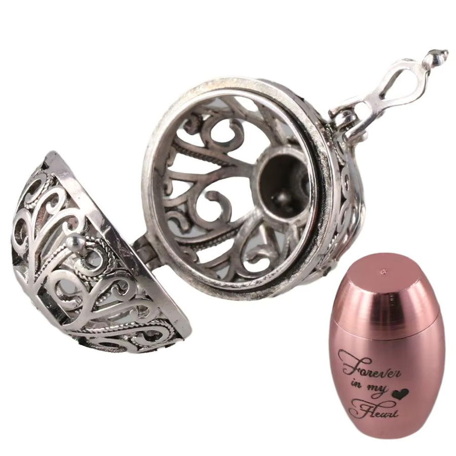 Halskette Medaillon Anhänger, Glas, Silber, Vintage, Unisex - Bild 2
