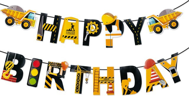 WEIGAO Geburtstag Banner mit Traktor LKW und Fahrzeug Muster als Girlande für den 1. Geburtstag von Babys in Mehrfarbig - Bild 1