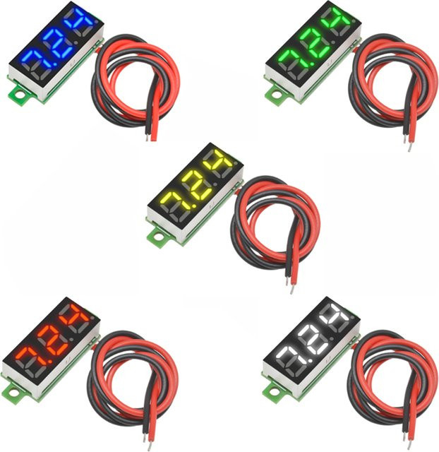 Gaqqee 5er Set Mini LED Digital-Voltmeter 0,28 Zoll 2-Draht DC 3,7-30V Spannungsmesser in Rot - Bild 1