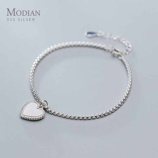 Allbestart Armband, 925 Silber, Herzen, Damen, grau - Bild 1