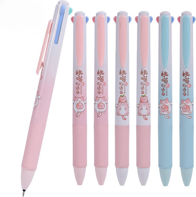 6 Stück Kawaii Pfirsichkatze Gel-Tintenstifte im Set, bunte Cartoon Schreibstifte für Schule und Büro - Bild 1
