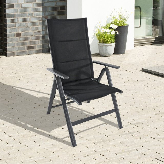 Greemotion Klappsessel Grenada mit Aluminiumgestell und Kissen in Anthrazit - Bild 1