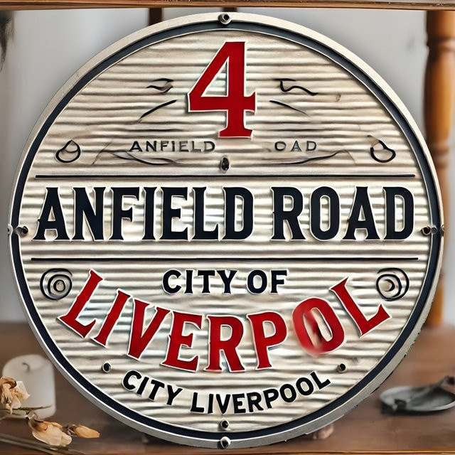 Leipu Anfield Road Vintage Holzwandkunst – Rustikales Wandbild aus Holz in Multicolour - Bild 1
